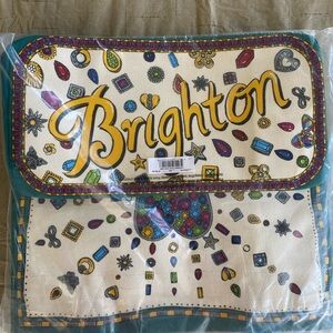 Brighton Cream Multicolor Jewel-Print Tote Bag with Teal Trim